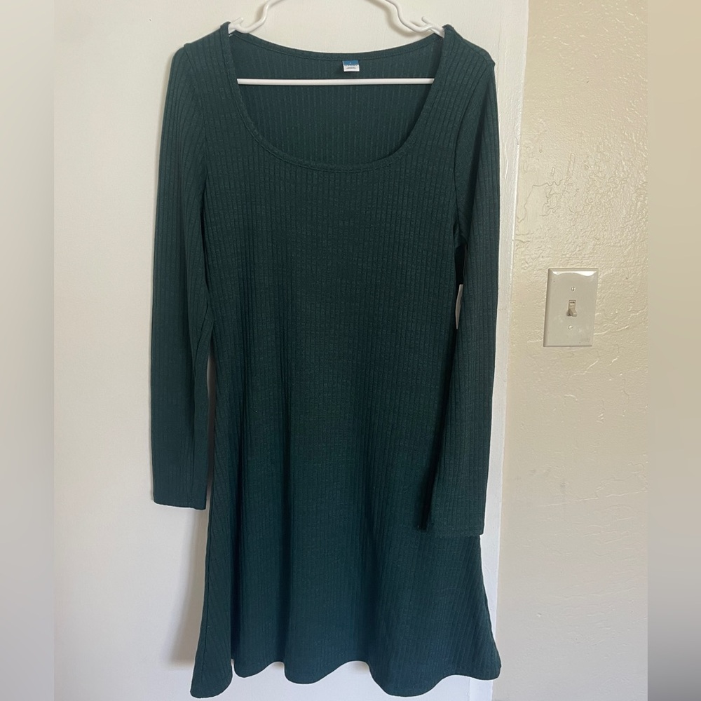 NWT Old Navy Green A-Line Long Sleeve Dress